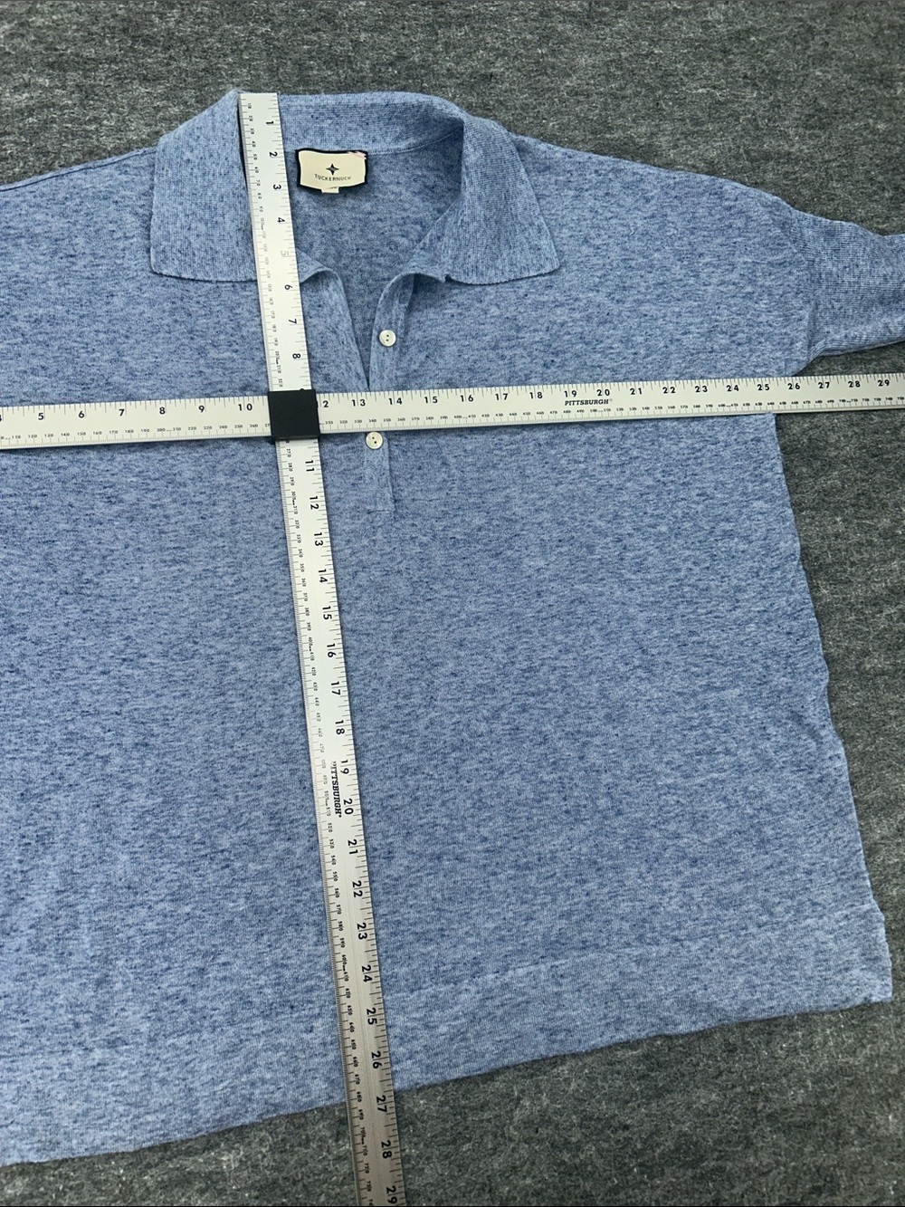 Tuckernuck Women’s Clayton 3/4 Sleeve Knit Polo, Chambray, Size XS/S - Picture 10 of 10